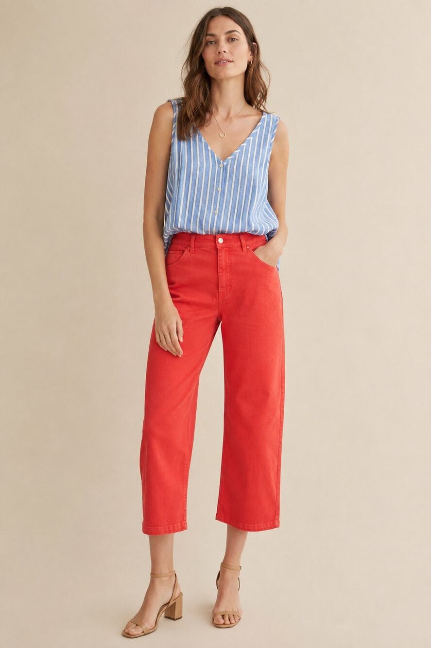 Sezane Denim June High Waist Pantalone Jeans Crop Pants – FR 34 / US 2